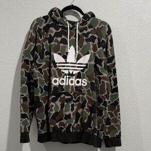 Adidas Men's Green and Brown Camo Hoodie
